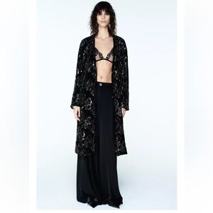 ZARA VELVET SEQUIN BEADED COAT